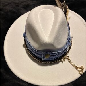 Elegant White and Gold Women's Fedora